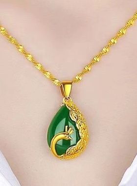 爆款【大捡漏】香港金正品沙金项链女款时尚吊坠奢华黄金色项链