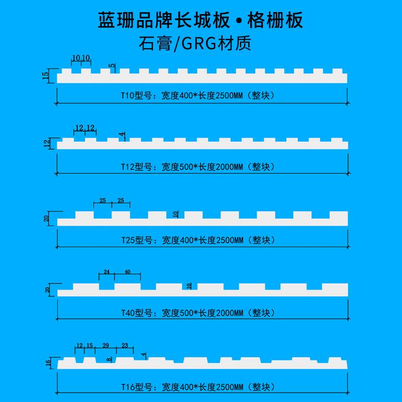 GRG石膏大格栅长城板大小条纹竖纹吊顶天花凹凸护墙板墙裙背景墙