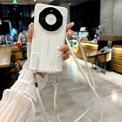 原装正品适用国风龙纹素皮手提绳华为mate60rs手机壳斜挎Mate50/40/30秒变保时捷pura70带挂绳荣耀magic6/5防