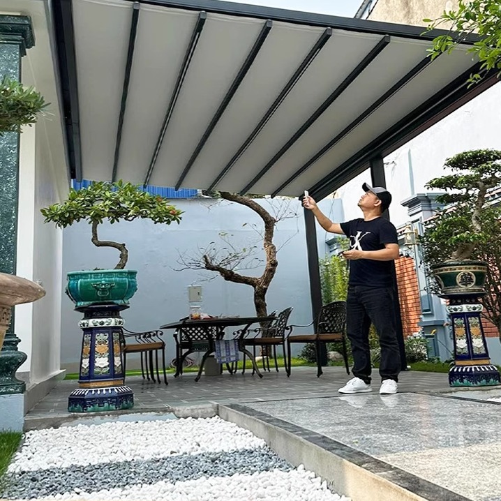 家用阳台伸缩棚雨棚户外铝合金