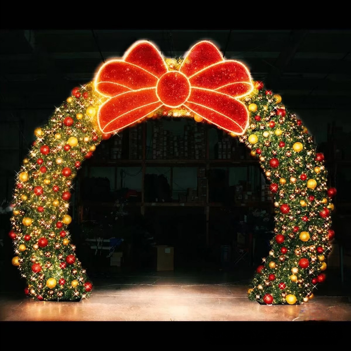 大型圣诞花环灯光造型摆件