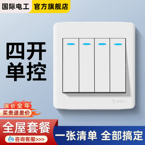 国际电工四开单控开关面板