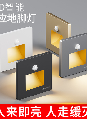 86型智能人体感应地脚灯嵌入式楼梯踏步感应灯家用过道LED小夜灯