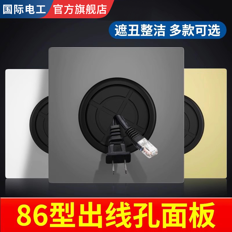 空白面板带出线孔开关插座86型