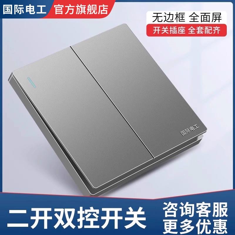 国际电工86型二开双控开关面板