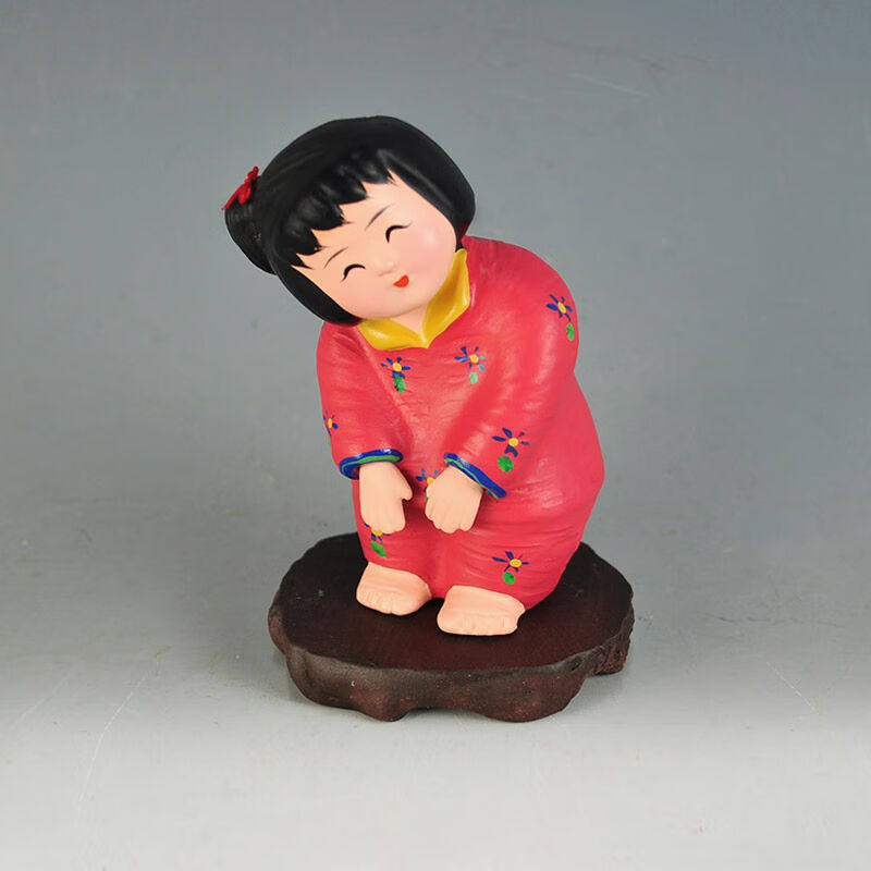 红泥坊天津泥人张彩塑梦娃娃可爱泥塑娃娃摆件商务礼品家居装饰摆