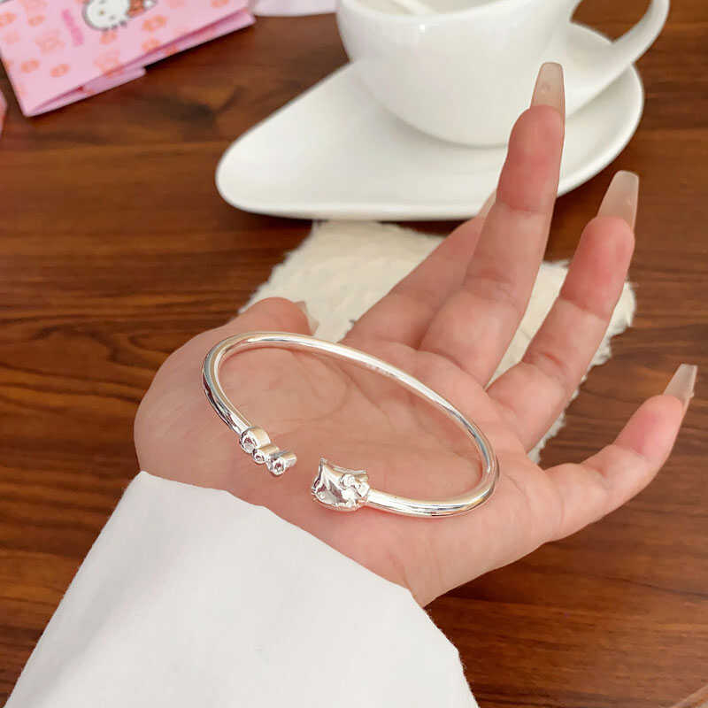 蝴蝶结银手镯女纯银小众