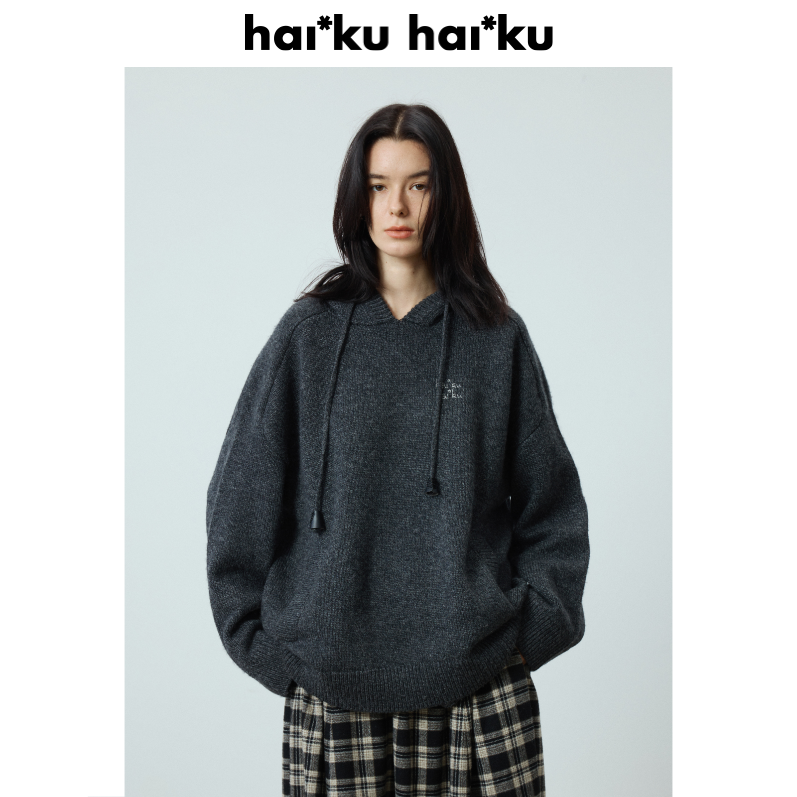 haiku 【清仓4折 不退不换 】古董烛台刺绣 羊毛混纺连帽针织卫衣