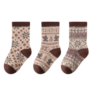 儿童袜子秋冬厚款棉袜加厚保暖中筒男童女童冬季宝宝袜高弹不硌脚