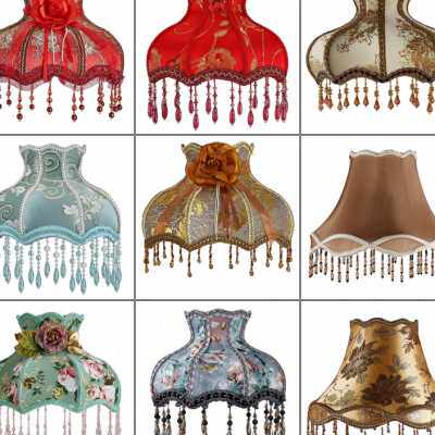 台灯灯罩配件欧式简约布艺客厅卧室床头灯复古E27灯头通用