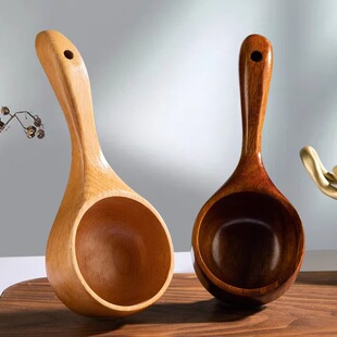 网红吃播勺创意餐具特大吃饭木勺实木干饭勺嗦粉勺日式水勺小水瓢
