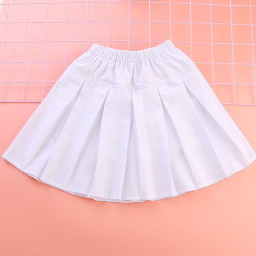 四季通用百褶裙白色演出服儿童裙