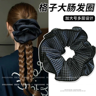 许我耀眼赵露思同款 发圈韩系格子大肠圈扎马尾发绳丸子头发饰头绳