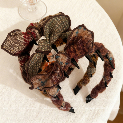 秋冬蝴蝶结发箍女高颅顶