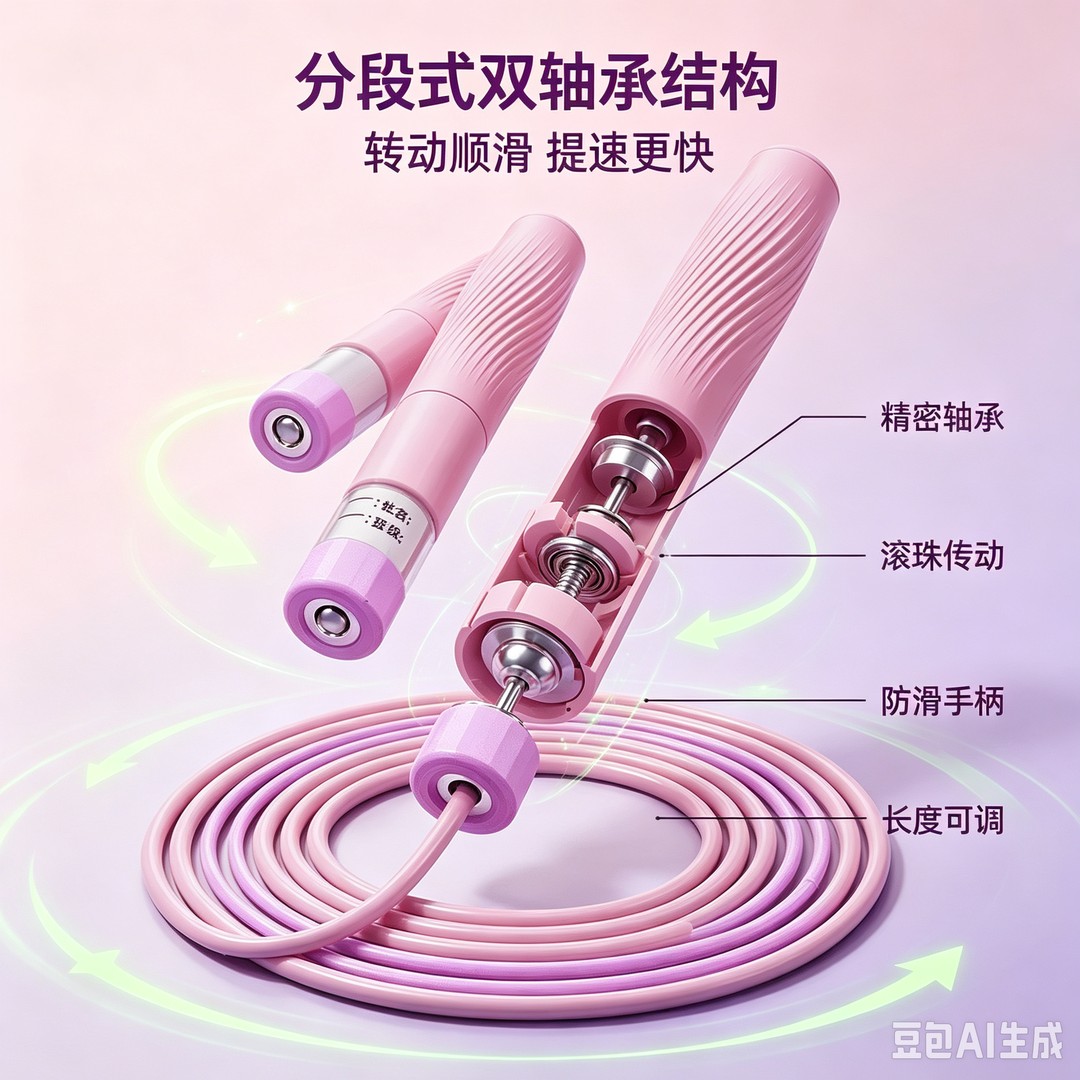 双轴可调节分段式跳绳中考体测专用耐磨不打结中小学生儿童竞速绳