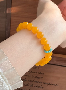 暖言黄玛瑙手串跑环复古串珠饰品diy手链本命年送闺蜜礼物