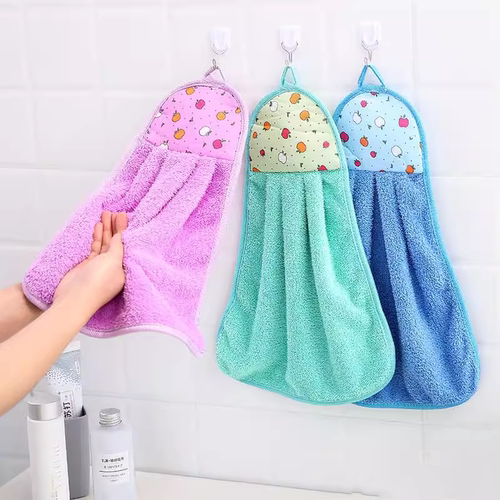 厨房擦手巾挂式超强吸水性好珊瑚绒卫生间加厚擦手布抹布洗碗布