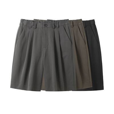 INTERPLAY “everyday short”双褶宽松细斜纹短裤中裤
