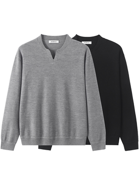 INTERPLAY “小v领”羊毛毛衣针织衫