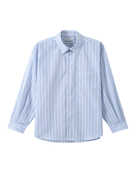 INTERPLAY 高密全棉蓝白条纹长袖衬衫