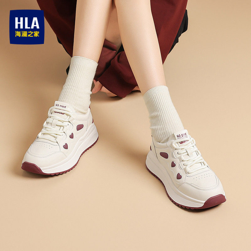 HLA/海澜之家女鞋2026新款休闲鞋女厚底时尚百搭运动小蛮腰阿甘鞋
