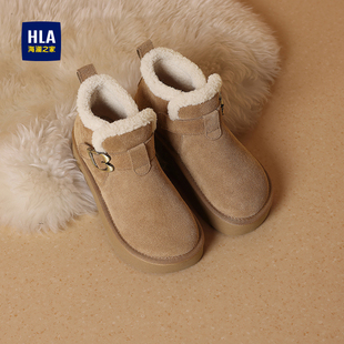 HLA/海澜之家雪地靴女2026冬季新款加绒毛毛鞋保暖防滑勃肯鞋棉鞋