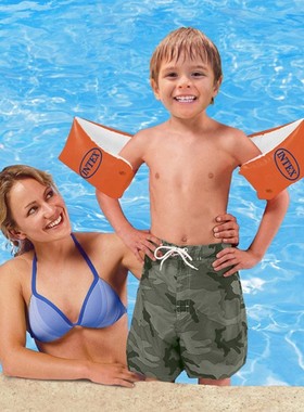 新品INTEX58641游泳手臂圈荧光充气儿童手臂游泳圈浮漂6-12岁