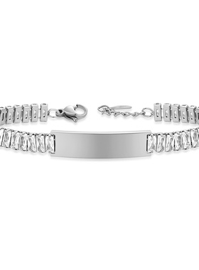 欧美新款不锈钢9mm光面可激光刻字情侣镶锆石手链百搭女