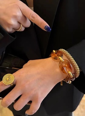 WXLSTUDIO  03/05 10:00 金色古巴 复古时尚搭配环保黄铜树脂手链