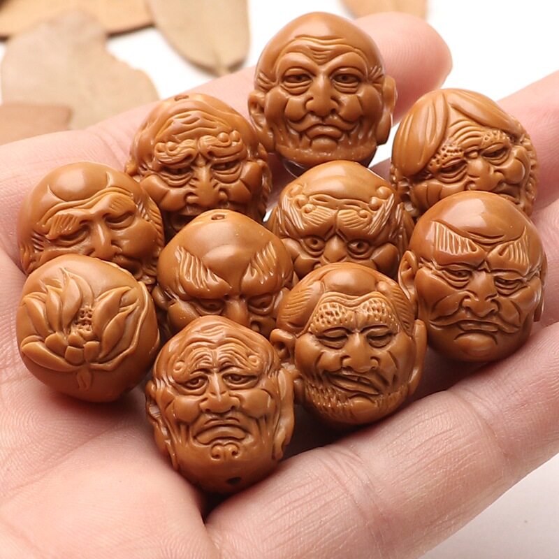 铁核写实手工十八罗汉单圈手串雕刻文玩核雕橄榄胡双面18罗汉手把
