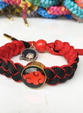 动漫新款佐助鸣人卡卡西晓组织写轮眼手绳 火影编织手链