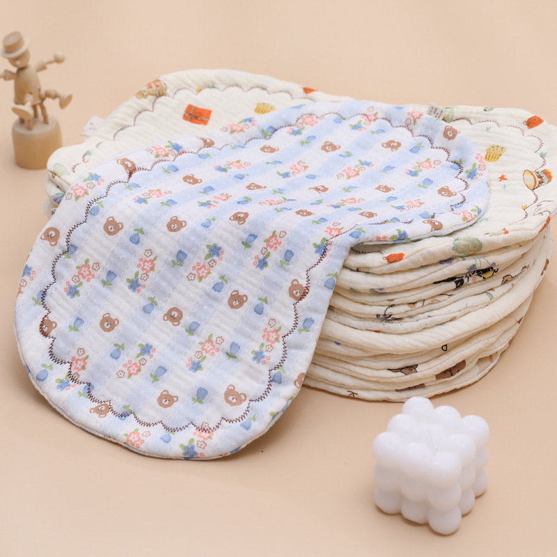 婴儿云片枕八层纱布吸汗平枕新生儿防吐奶枕垫花边宝宝云枕