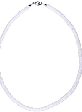 欧美白色贝壳海洋元素圆形碎贝壳女短项链简约男饰品