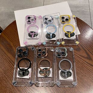 新款适用iPhone16高透磁吸亚克力手机壳镜头支架苹果14 15保护套