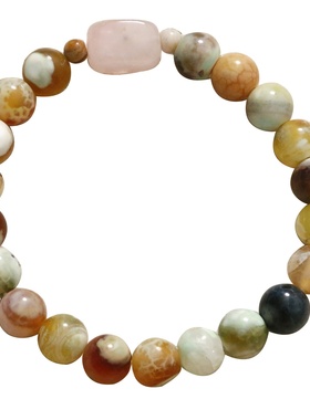 新中式 生如夏花 天然蛋黄石粉晶火玛瑙手串diy手链手饰