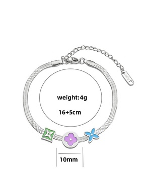 法式小众设计扁链条几何手链轻奢百搭简约高级感撞色花型锁骨链女