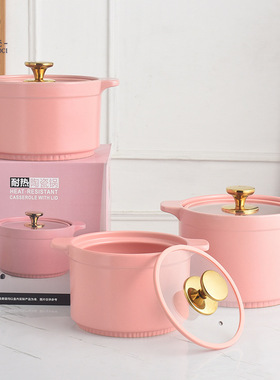 北欧简约双耳陶瓷砂锅明火耐高温陶瓷煲装家用燃气灶汤煲