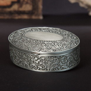 复古创意金属工艺品锌合金收纳盒椭圆饰品首饰盒新品包装盒纪念品