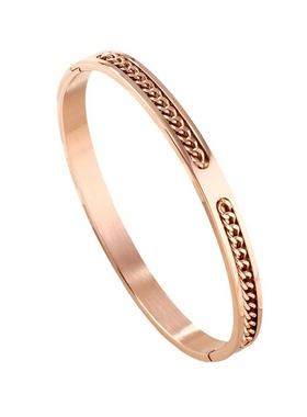 欧美不锈钢饰品 创意焊链条卡扣o型个性钛钢手镯首饰