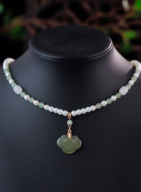 古风项链项圈软璎珞绿色同心锁汉服新中式旗袍明制马面裙百搭配饰