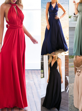 Sexy backless sleeveless long dress   性感露背无袖连衣长裙女