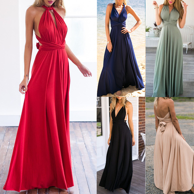 Sexy backless sleeveless long dress   性感露背无袖连衣长裙女