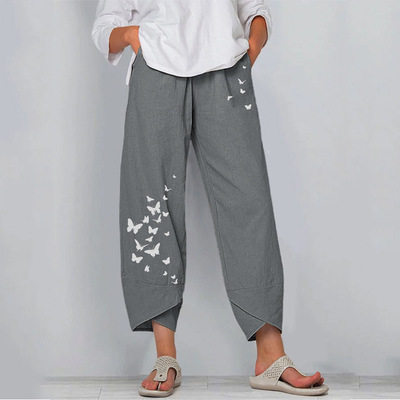 Casual loose print straight leg pants   休闲宽松印花直筒裤女