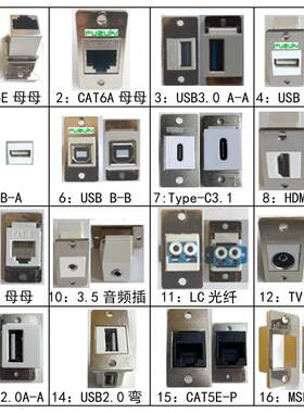 面板式RJ45直通金属网口MSDD90726 NWSI-C5E-SH2 TDG1026KS-C5E