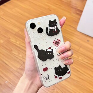 华为pura80 15新款 70全包Reno15透明findX9保护套软壳 16promax烟花小黑猫苹果15Pro小众小米17 适用iPhone17