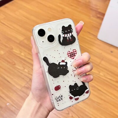 ins风韩系烟花小黑猫手机壳