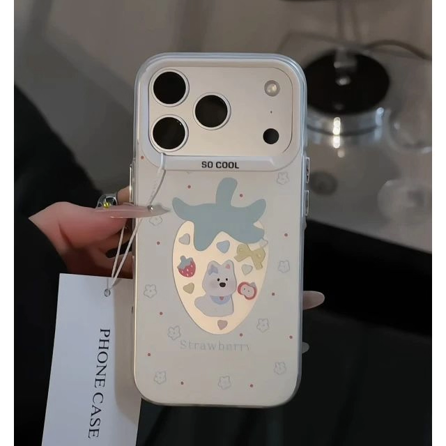 ins风草莓西高地磨砂手机壳