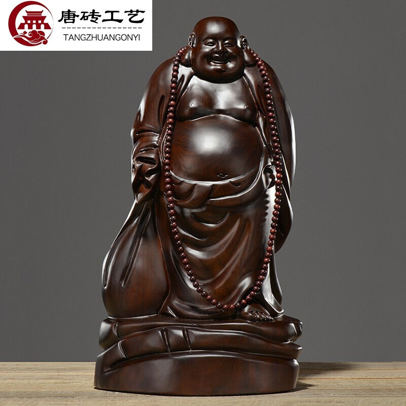 木雕弥勒佛像摆件实木质布袋笑佛家用办公室装饰摆设工艺礼品