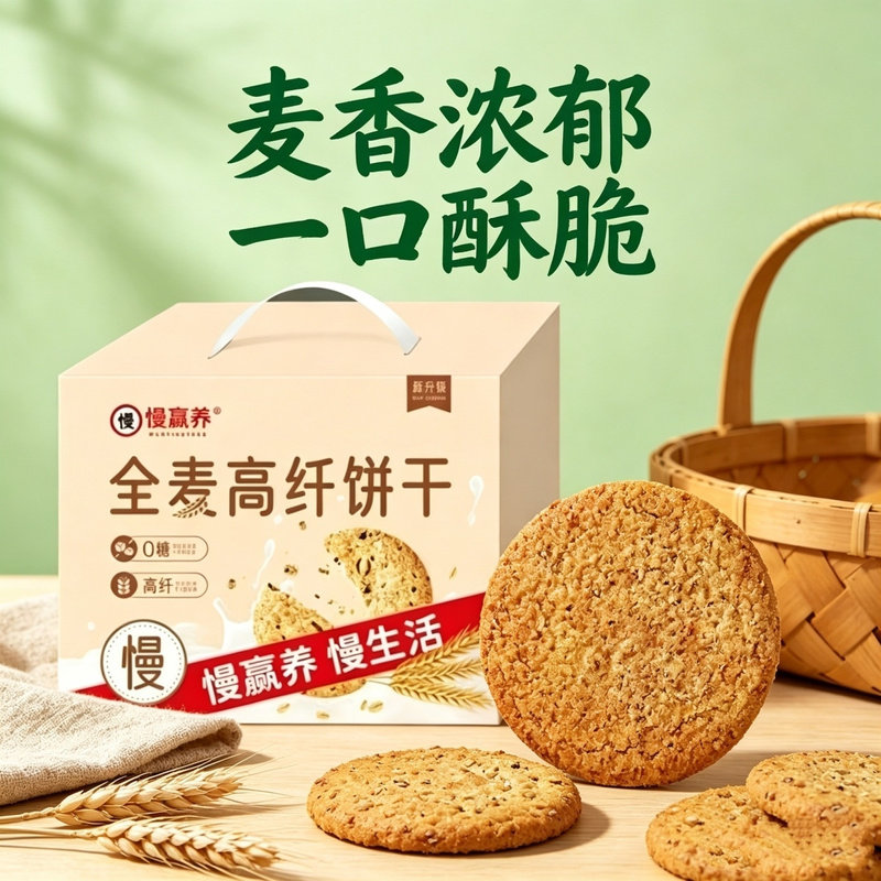 饼干全麦饼干750克零糖高纤全麦饼干盒装网红爆款粗粮无糖饼干