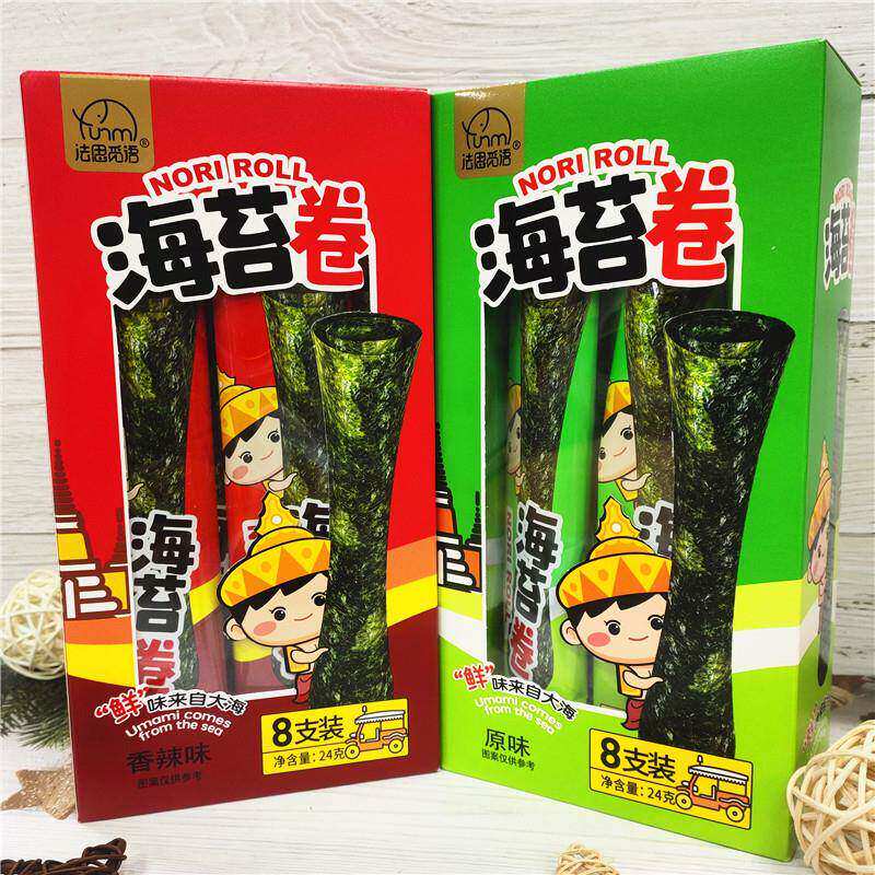 法思觅语海苔卷8支装香辣海苔脆办公室原味即食休闲零食馋嘴小吃
